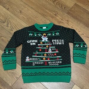 Christmas Sweater Holiday Time Green and Black Video Game